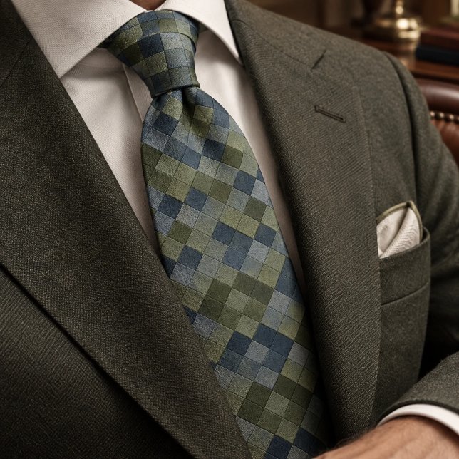 Slate Sage Geometrischer Argyle Krawatte (Von Creator hochgeladen)