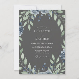 Slate Sapphire Gemalte Petal Hochzeit Einladung