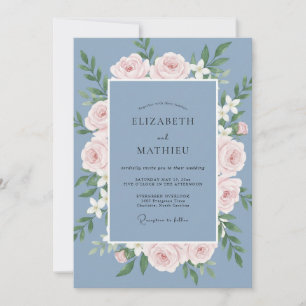 Slate Soft Blush Kranz Hochzeit Einladung