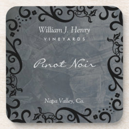 Slate und Black Scroll Wine personalisieren Getränkeuntersetzer