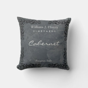 Slate und Black Scroll Wine personalisieren Kissen