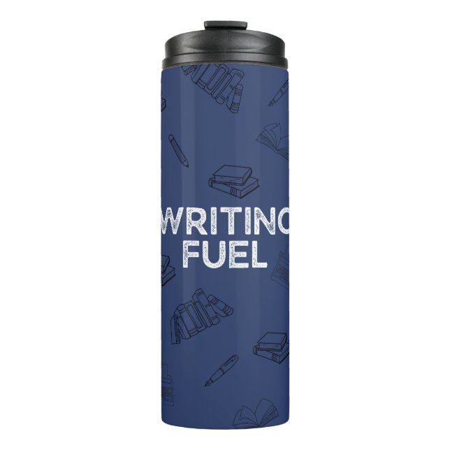 SlateBlue Writing Fuel Travel Mug Thermosbecher (Vorderseite)