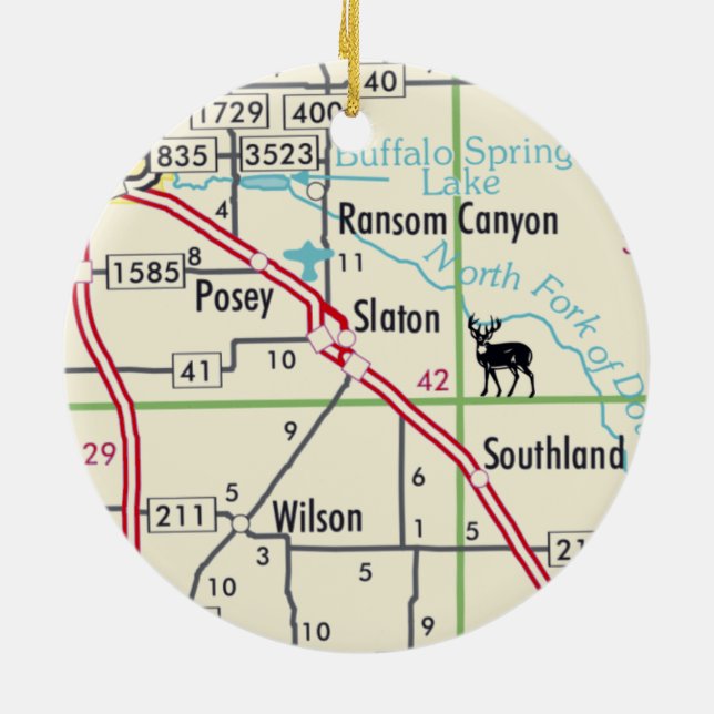 Slaton TX Road Map Keramik Ornament (Hinten)
