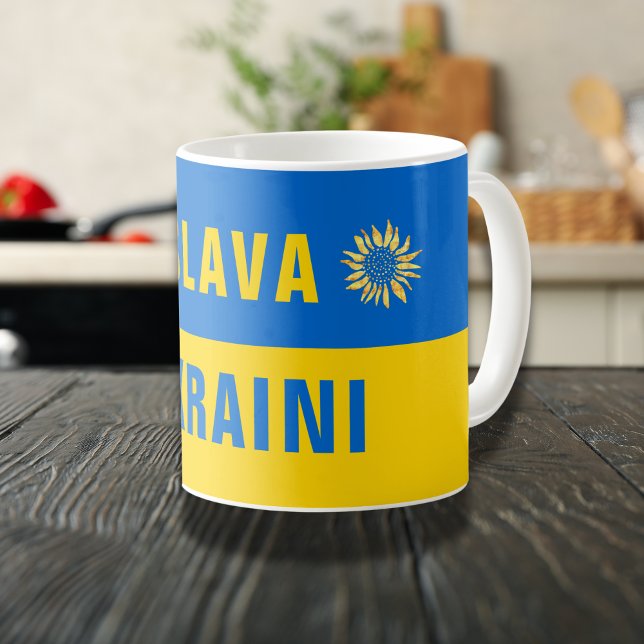 Slava Ukraini Blauer Gelbe Sonnenblume Ukraine Kaffeetasse (Von Creator hochgeladen)