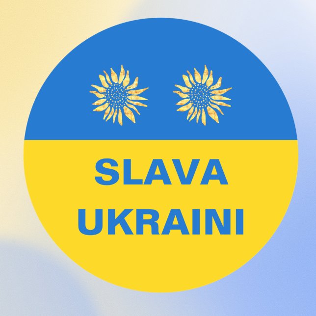 Slava Ukraini Blue Gold Sonnenblumen Ukraine Unter Runder Aufkleber (Von Creator hochgeladen)