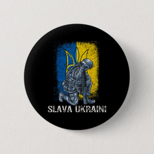 Slava Ukraini Ehre der Ukraine Pro-Ukraine Dreizac Button