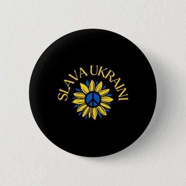 Slava Ukraini Ehre der Ukraine Steht mit der Ukrai Button (Vorderseite)