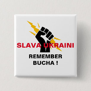SLAVA UKRAINI ERINNERE DICH AN BUCHA KNOPF BUTTON