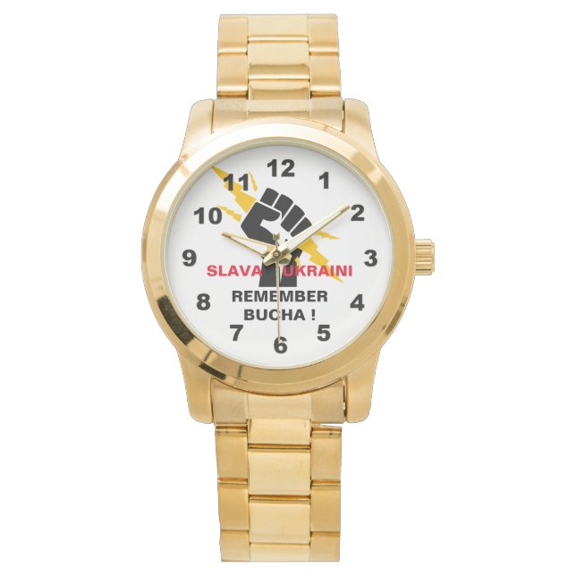 SLAVA UKRAINI ERINNERN AN BUCHA ARMBANDUHR (Vorderseite)