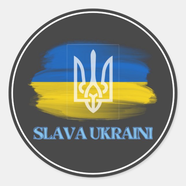 Slava Ukraini Flagge Runder Aufkleber (Vorderseite)
