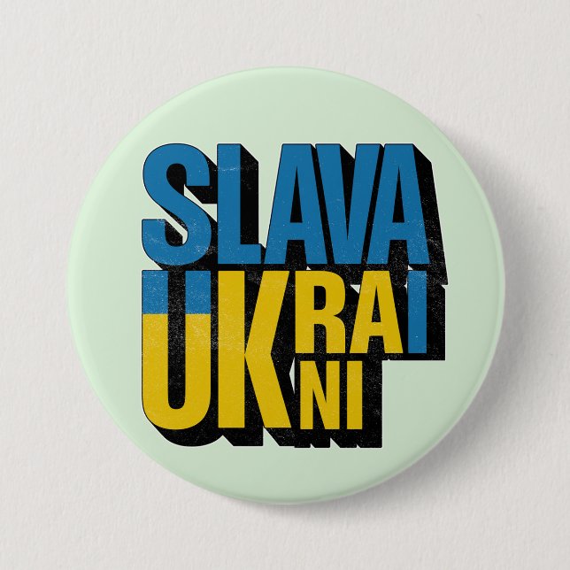 Slava Ukraini Graphic, Ukrainisches Pride Design Button (Vorderseite)