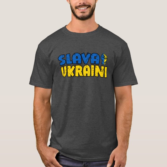 Slava Ukraini Krieg T-Shirt (Vorderseite)