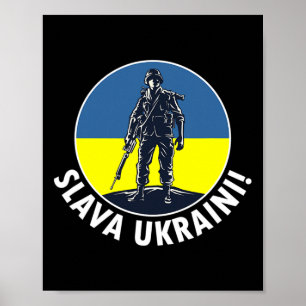 Slava Ukraini Mit Ukrainischen Flaggenfarben Und U Poster