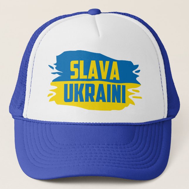 Slava Ukraini, Ruhm an die Ukraine Trucker Hat Truckerkappe (Vorderseite)