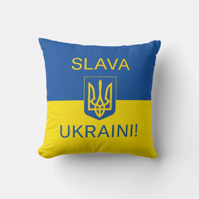 Slava Ukraini Ruhm Ukraine Krieg Friedenssymbol Pa Kissen (Vorderseite)