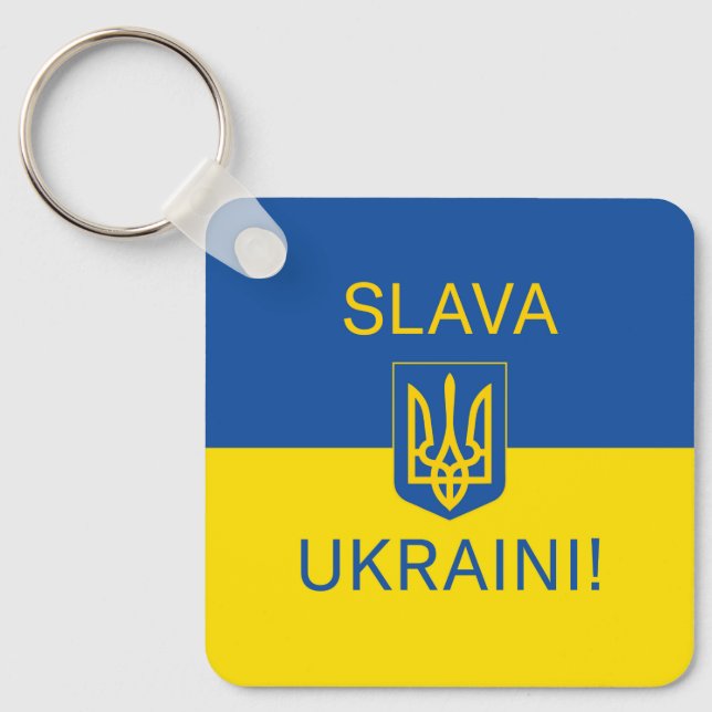 Slava Ukraini Ruhm Ukraine Krieg Friedenssymbol Pa Schlüsselanhänger (Vorderseite)