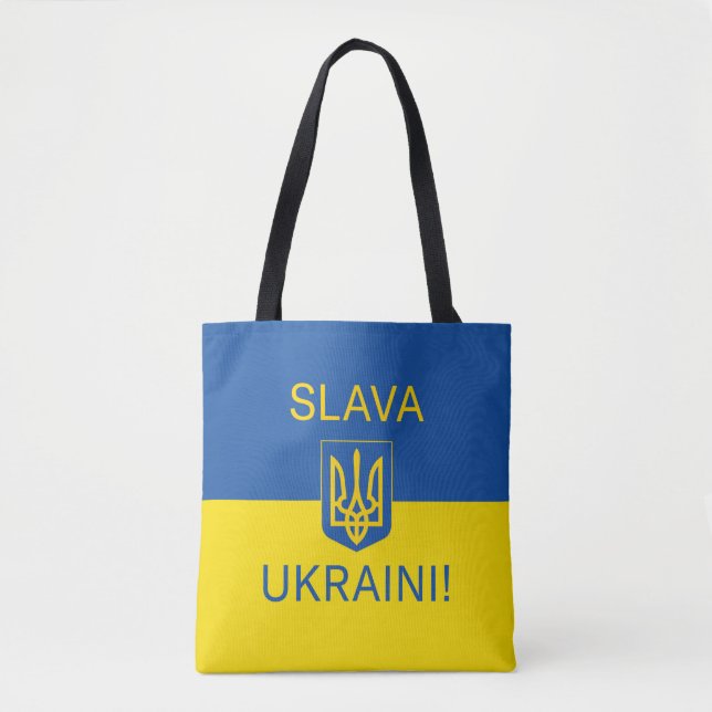 Slava Ukraini Ruhm Ukraine Krieg Friedenssymbol Pa Tasche (Vorderseite)