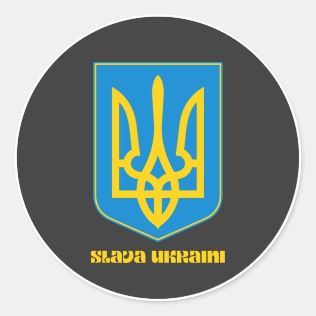 Slava Ukraini Schilgelb Runder Aufkleber (Vorderseite)