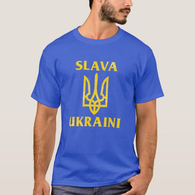 Slava Ukraini slava ukrayini Flagge Ukraine T-Shirt (Vorderseite)