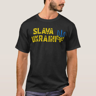Slava Ukraini steht mit ukraine T-Shirt