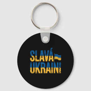 Slava Ukraini Ukraine-Flagge Farben Abgenutzt Retr Schlüsselanhänger