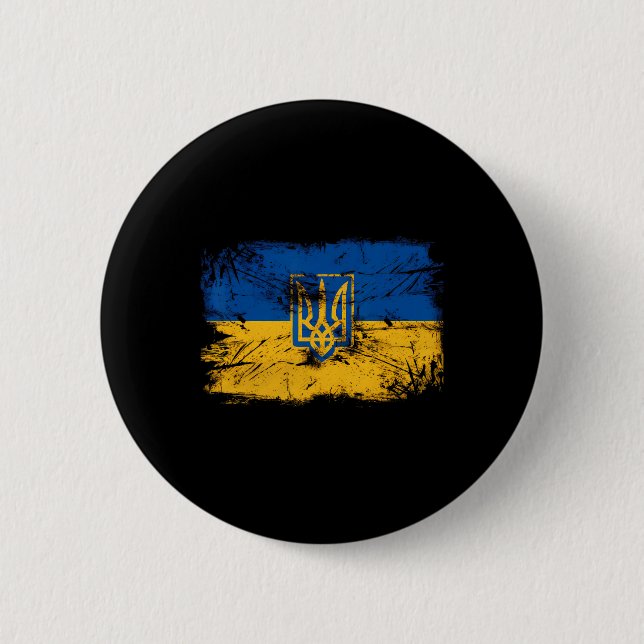 Slava Ukraini Ukraine-Flaggenfarben Distressed Ret Button (Vorderseite)