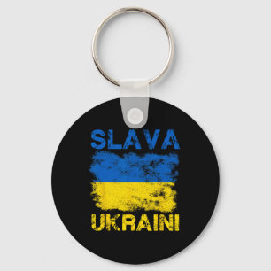 Slava Ukraini Ukraine-Flaggenfarben Distressed Ret Schlüsselanhänger