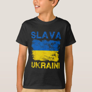 Slava Ukraini Ukraine-Flaggenfarben Distressed Ret T-Shirt