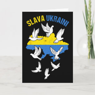 Slava Ukraini Ukraine Karte Flagge Friedenstauben