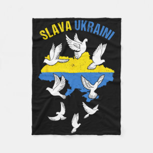 Slava Ukraini Ukraine Karte Flagge Friedenstauben Fleecedecke