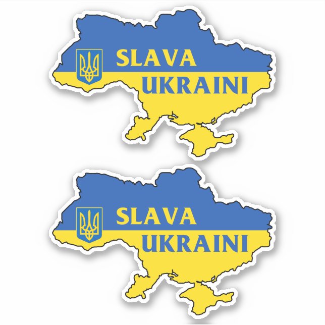 Slava Ukraini Ukraine ukrainische Flaggenkarte Sti Aufkleber (Vorderseite)