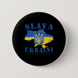 Slava Ukraini Ukrainische Tryzub-Flagge Ehre der U Button