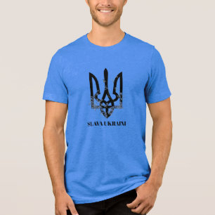SLAVA UKRAINI. Ukrainisches Wappen. T-Shirt Tri-Blend Shirt