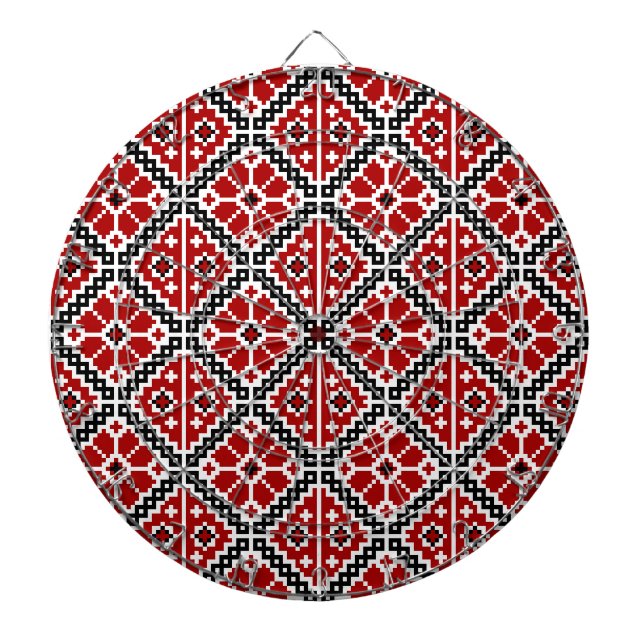 Slavic Ethnic Embroidery, Balkan Traditional Dartscheibe (vorne)