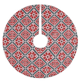 Slavic Ethnic Embroidery, Balkan Traditional Polyester Weihnachtsbaumdecke