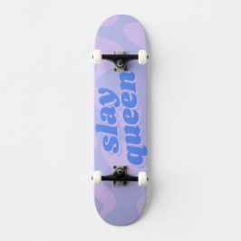 Slay Queen Pastel Blue Groovy Moderne Typografie Skateboard