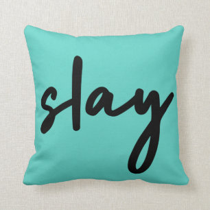Slay Trendy Stylish Modern Minimalistisch Cyan G Kissen