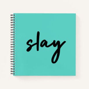 Slay   Trendy Stylish Modern Minimalistisch Cyan G Notizbuch