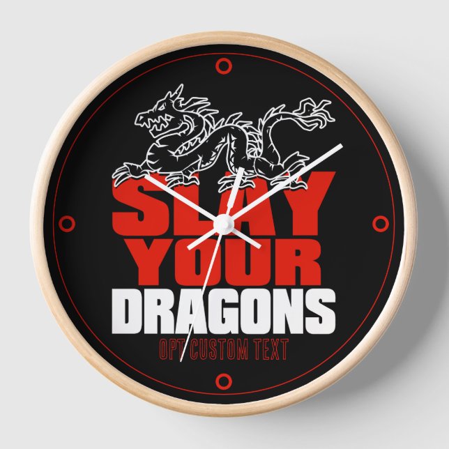 SLAY YOUR DRAGONS, gift for Jordan Peterson fans Wanduhr (Vorderseite)