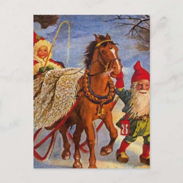 "Sled Ride at Night" von Jenny Nystrom Postkarte (Vorderseite)