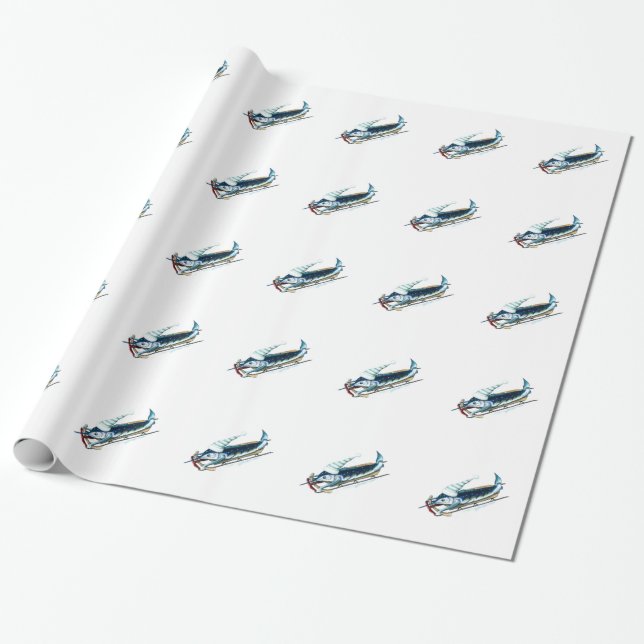 Sledding Geschenkpapier des Speerfisches (Ungerollt)