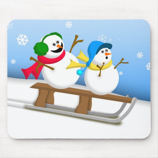 Sledding Schneemänner Mousepad (Vorne)