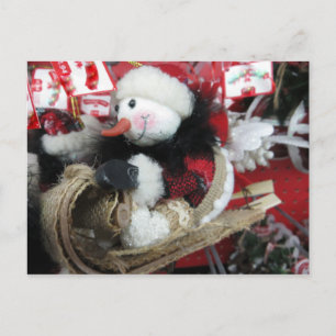 Sledding Snowman Postkarte