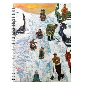 Sledding und graben heraus notizblock