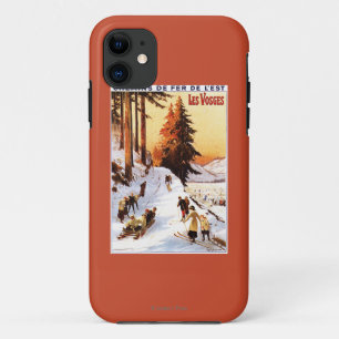 Sledding und Ski fahren an Vosges-Plakat iPhone 11 Hülle