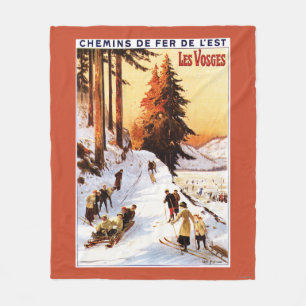 Sledding und Ski fahren an Vosges-Plakat Fleecedecke