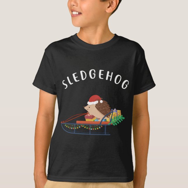 Sledgehog, Funny Süße Tier Igel Weihnachten T-Shirt (Vorderseite)