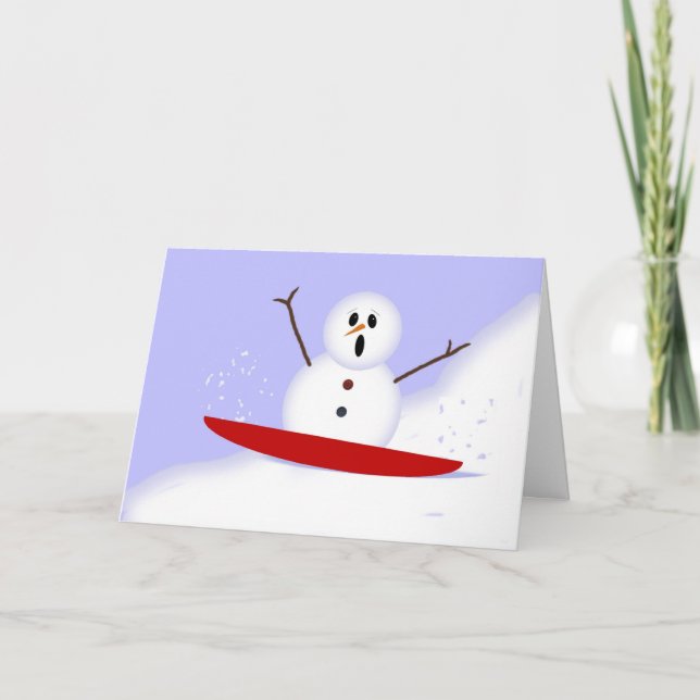 Slednet Snowman Weihnachtskarte Feiertagskarte (Vorderseite)