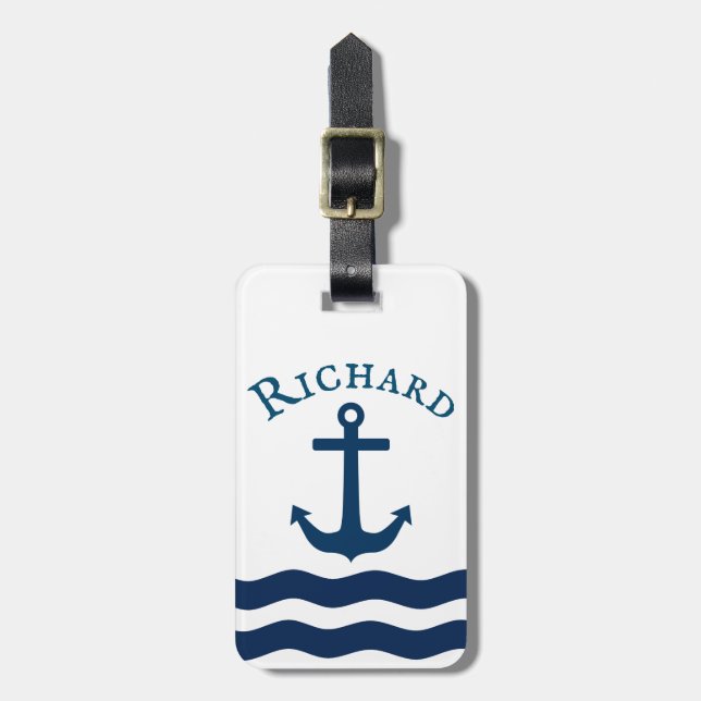 Sleek Anchor Nautical Custom Gepäckanhänger (Vorderseite vertikal)