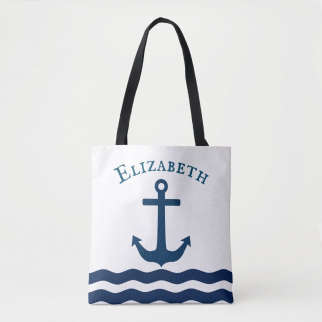 Sleek Anchor Nautical Custom Tasche (Vorderseite)